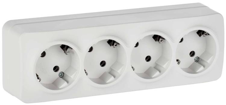 Розетка 4-местная с заземлением IEK Glory ERH41-K01M-16 белый матовый
