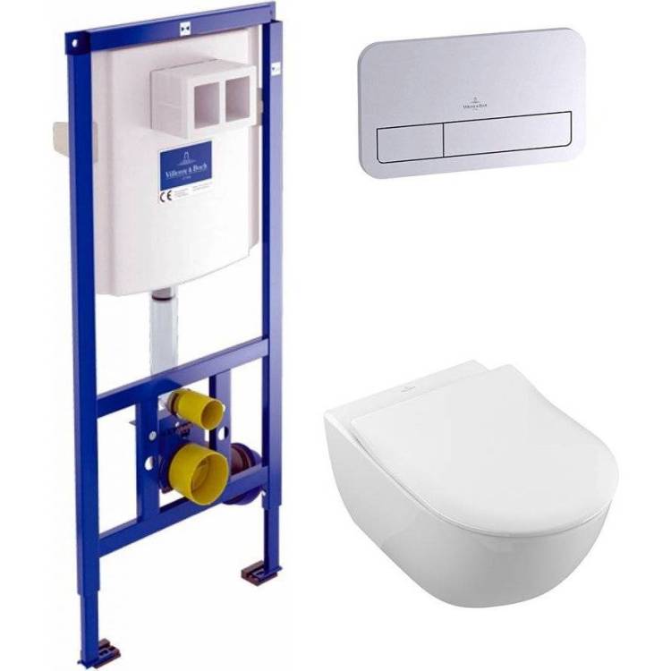 Комплект Унитаз подвесной Villeroy&Boch Subway 2.0 5614R201 alpin + Инсталляция 9224 6100 + Кнопка Viconnect 92249061