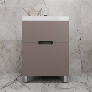 Тумба с раковиной Style Line Матис 60 напольная, тауп темный, раковина белая, 82x60x45