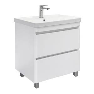 Тумба с раковиной Comforty Валдай-80Н 00-00019070 напольная, белая матовая