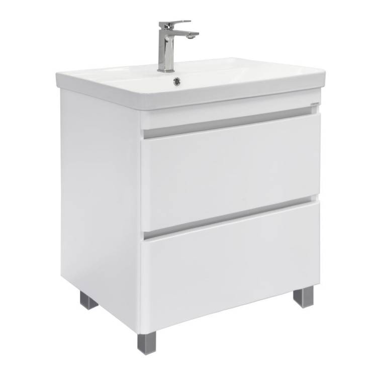 Тумба с раковиной Comforty Валдай-80Н 00-00019070 напольная, белая матовая