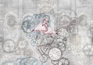 3D Фотообои Artegrafico «Фламинго с часами» VS-004 канвас