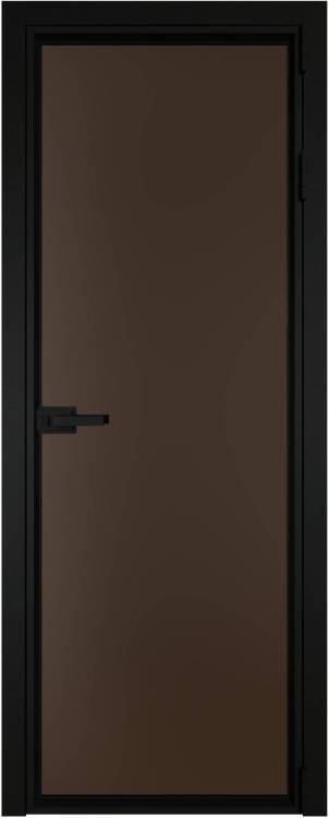 Межкомнатная дверь Profil Doors 1 AV цвет профиля Черный, стекло безопасное 6 мм монохром шоколад 800x2000