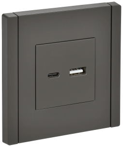 Розетка USB type A+C IEK Forte&Piano FP-U22-D31-K03 серый