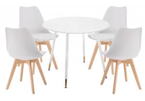 Обеденная группа Woodville Мириела 579069 white, стулья искусственная кожа