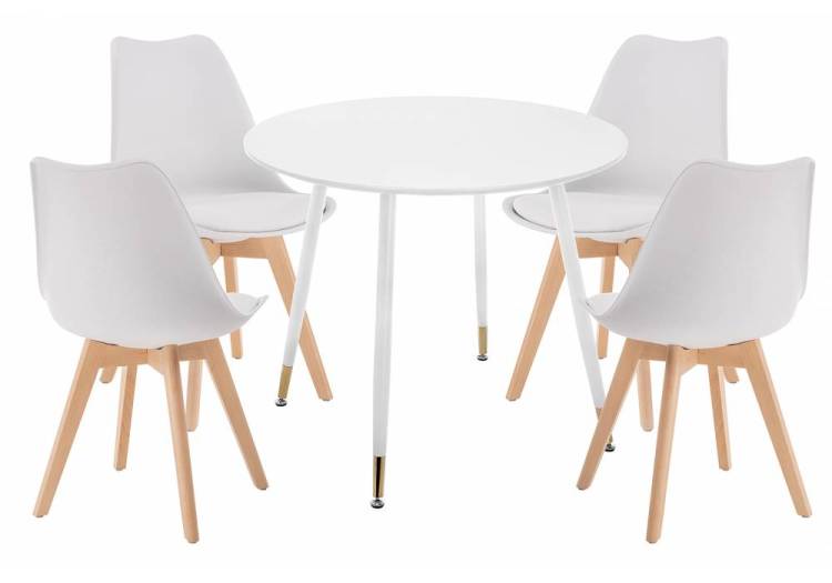 Обеденная группа Woodville Мириела 579069 white, стулья искусственная кожа