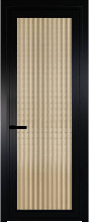 Межкомнатная дверь Profil Doors 1 AGP цвет профиля Черный, стекло безопасное 6 мм мору золото 800x2000