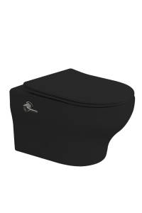 Унитаз подвесной Boheme Fiore 978-SET-2-B с функцией биде, с крышкой-сиденьем, черный матовый