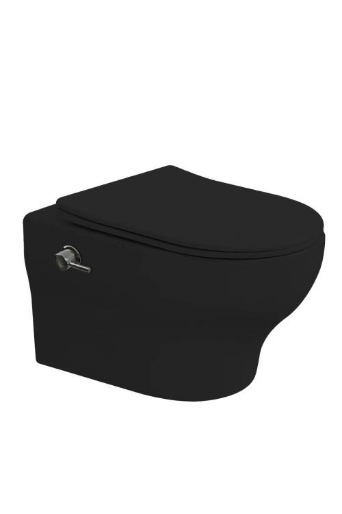 Унитаз подвесной Boheme Fiore 978-SET-2-B с функцией биде, с крышкой-сиденьем, черный матовый