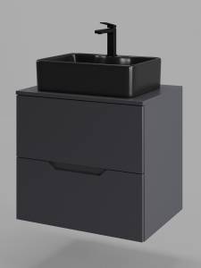 Тумба с раковиной Orange Line Li-60TugMDF+B01-475MB графит матовый, 60 см