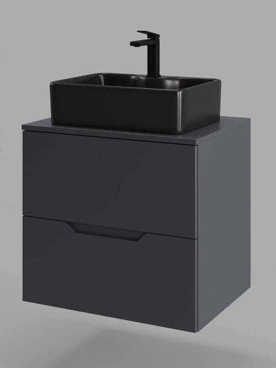 Тумба с раковиной Orange Line Li-60TugMDF+B01-475MB графит матовый, 60 см