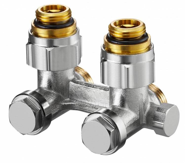 Узел нижнего подключения Oventrop Мultiflex F ZBU 1/2x3/4 угловой, с преднастройкой