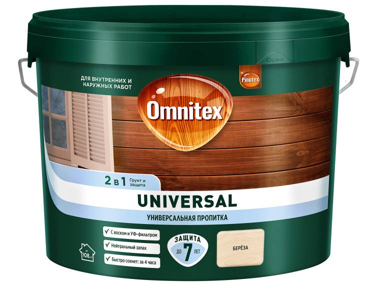 Пропитка защитная для дерева Omnitex Universal береза 9 л