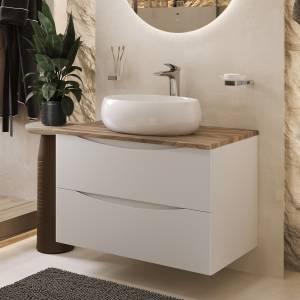 Тумба с раковиной BOND Cube T09805-S58490 белая, дуб, 80 см