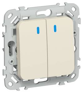 Выключатель 2-клавишный проходной IEK Flite FI-V22-1-10-1-K86 сливочный