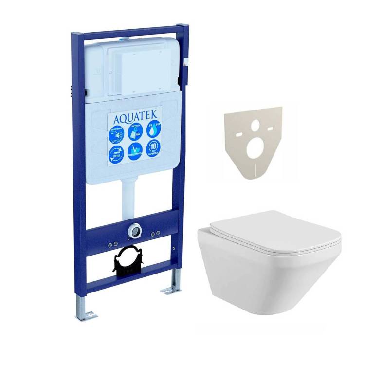 Унитаз с инсталляцией Aquatek Лира с крышкой-сиденьем микролифт