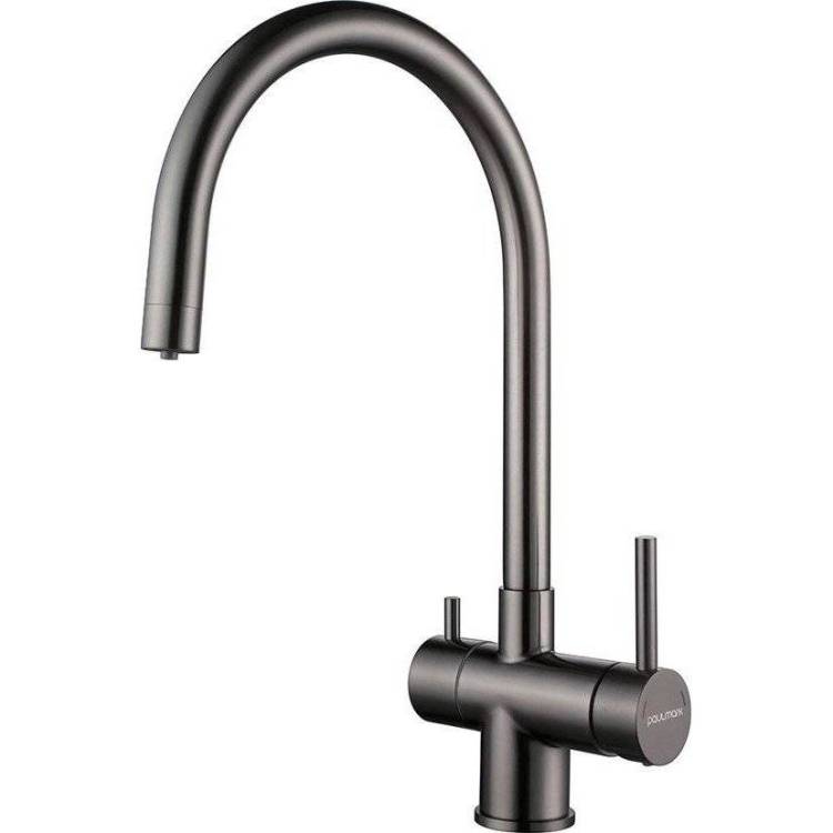 Смеситель для кухни Paulmark Heller He213218-GM вороненая сталь