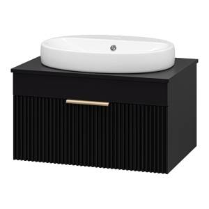 Тумба с раковиной Brevita Enfida - 70 УТ000015094 подвесная, 1 ящик, черный матовый