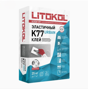 Клей Litokol K77 URBAN цементный эластичный для керамической плитки, керамогранита и камня до 180х180 см серый мешок 25 кг