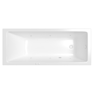 Акриловая ванна WHITECROSS Wave Slim с гидромассажем, форсунки белый, 160x80 