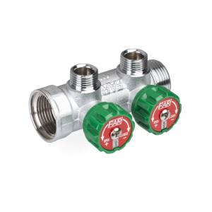 Коллектор FAR регулирующий проходной MULTIFAR с трубной резьбой 1x3/4EK с 2 контурами