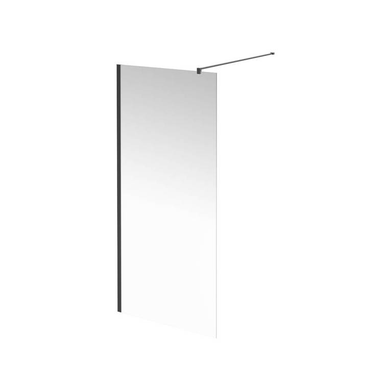 Душевая перегородка Kerama Marazzi Vetro (Ветро) VE.90.WI.BLK.M профиль черный матовый, стекло прозрачное, 90x195