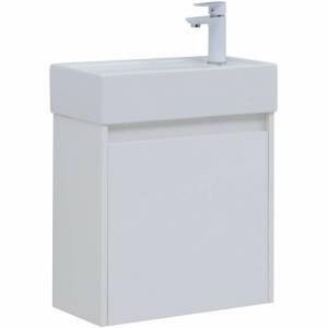Тумба с раковиной Aquanet Nova Lite 50 302522 подвесная, белый глянец