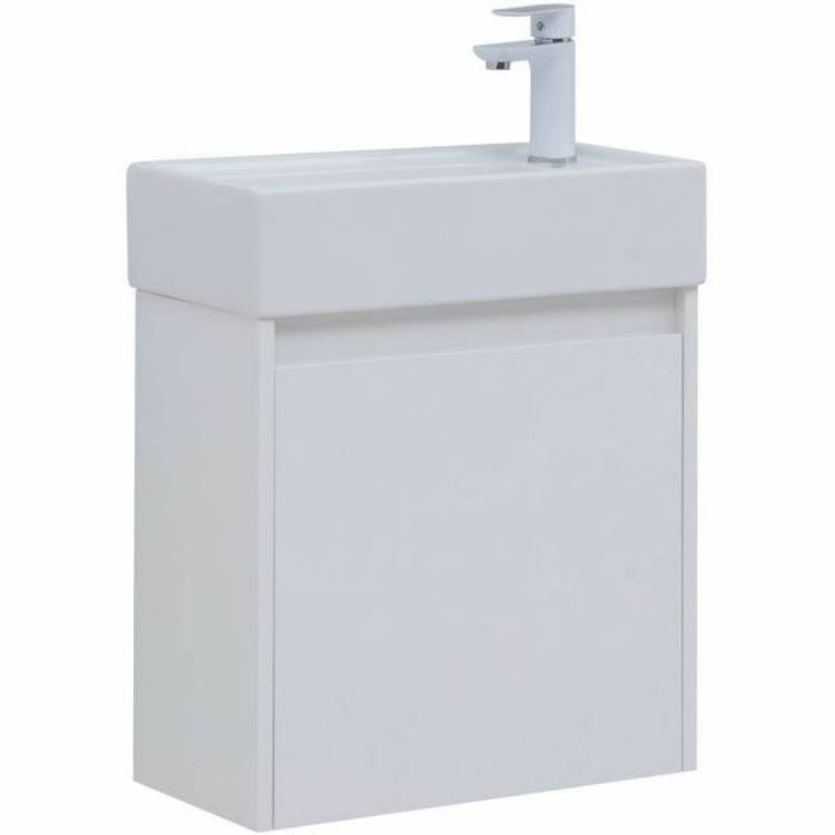 Тумба с раковиной Aquanet Nova Lite 50 302522 подвесная, белый глянец