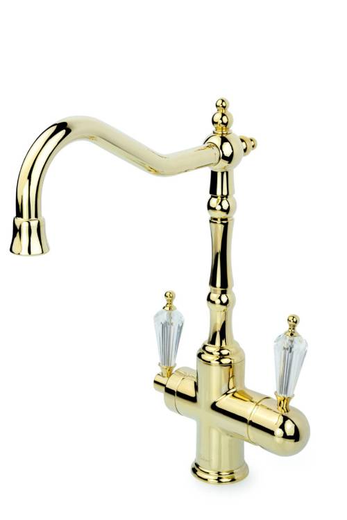Смеситель для кухни Boheme Tradizionale Oro 112-SW с подключением фильтра питьевой воды, с кристаллом SW