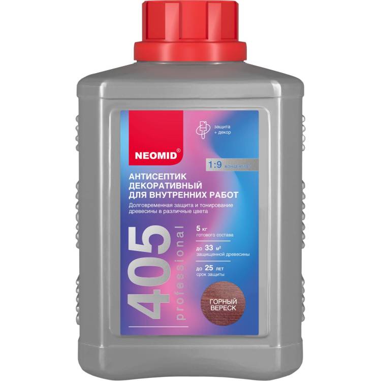 Антисептик декоративный для внутренних работ Neomid 405 горный вереск 0.5 кг