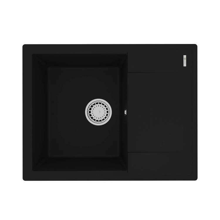 Кухонная мойка Lemark IMANDRA 640 9910019 врезная прямоугольная с крылом из кварцгранита антрацит