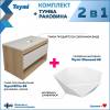 Тумба с раковиной Teymi Ritta подвесная, дуб, белый, 85 см, с раковиной Diamond 48 фото 2