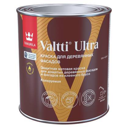Краска для деревянных фасадов Tikkivala Valtti Ultra матовая база A 0.9 л