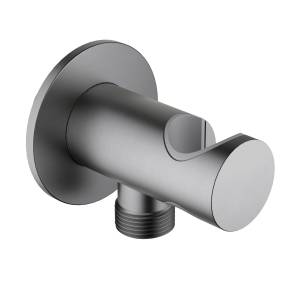 Шланговое подключение Aquatek AQ2464BGM с держателем, черный хром шлифованный