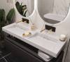 Раковина-столешница Armadi Art Flat 859-140-CLCT моноблок Calacatta 1410x452x80 2 чаши