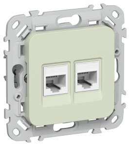 Розетка телефонная RJ11+Ethernet RJ45 IEK Flite FI-KT22-1-K92 панг