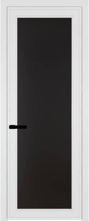 Межкомнатная дверь Profil Doors 1 AGP цвет профиля Вайт, стекло безопасное 6 мм монохром черный 700x2000