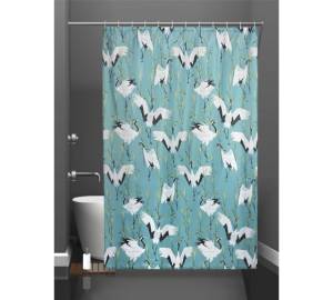 Штора для ванной Bath Plus Cranes akch21030 с кольцами, 180x180, бирюзовый