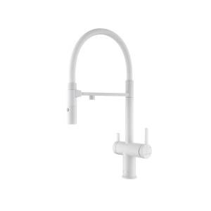 Смеситель для кухни Paulmark Gravity Gr213888-WH с гибким изливом, белый матовый