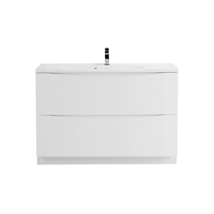 Тумба с раковиной BelBagno MARINO-1200-2C-PIA-BL-P 120x45x80.5 Bianco Lucido напольная с двумя выкатными ящиками