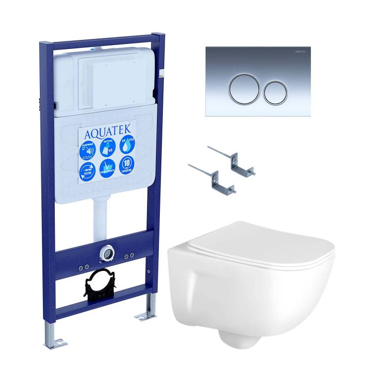 Комплект Aquatek Дива SET AQUATEK ДИВА-018 4в1 кнопка хром глянцевый