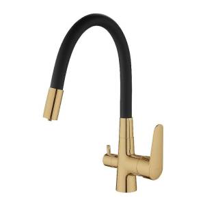 Смеситель для кухни Esko Coral CL03GB с подключением к фильтру, золото, черный