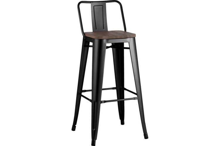 Стул барный Stool Group Tolix YD-H765E-W KD LG-01 черный глянцевый/темное дерево