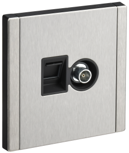 ТВ-розетка+Ethernet RJ45 IEK Forte&Piano FP-AK20-2-M-K50 никель