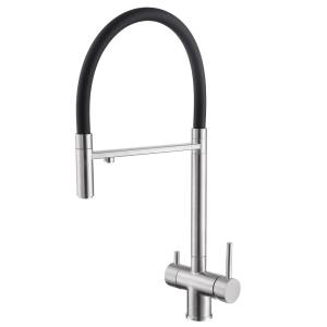 Смеситель для кухни Abber Wasser Kreis AF81141SP с подключением фильтра и выдвижной лейкой, сатин