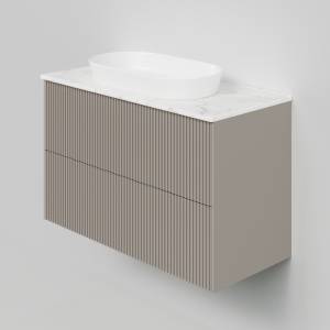 Тумба с раковиной La Fenice Terra Twin Cappuccino NFNC-01-TER-C-100-2-3-M-GG бежевая матовая, 100 см