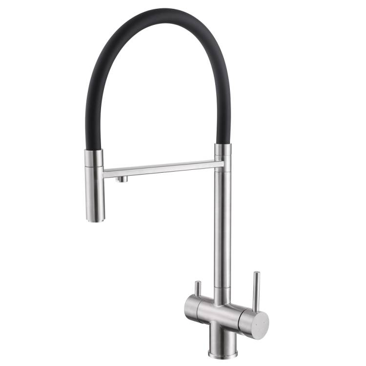 Смеситель для кухни Abber Wasser Kreis AF81141SP с подключением фильтра и выдвижной лейкой, сатин