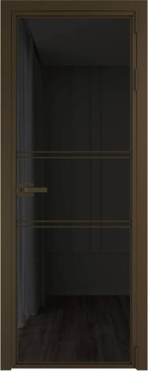 Межкомнатная дверь Profil Doors 2 AX цвет профиля Деорэ, стекло безопасное 6 мм черное тонированное 800x2000