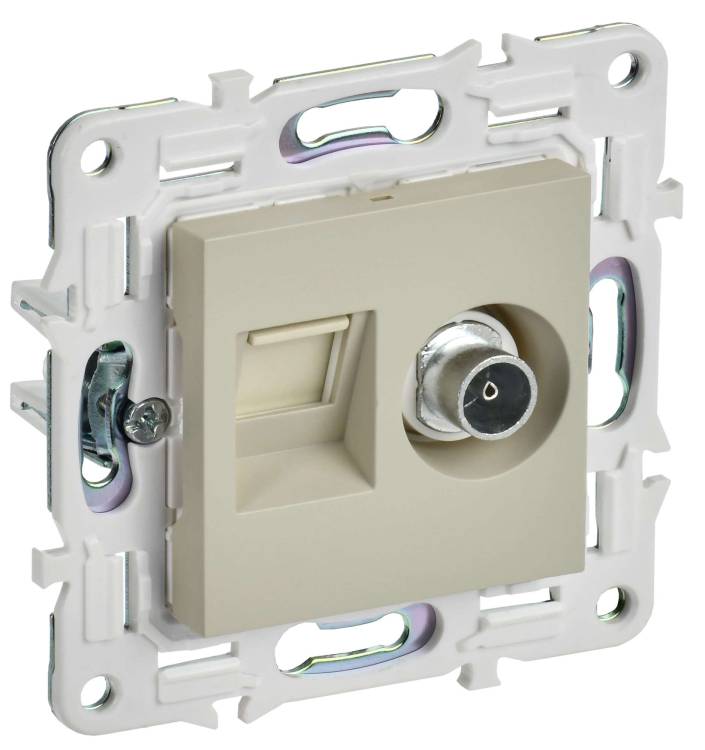 ТВ-розетка+Ethernet RJ45 IEK Skandy SK-AK20-2-K10 бежевый