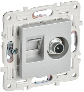 ТВ-розетка+Ethernet RJ45 IEK Skandy SK-AK20-1-K23 серебряный